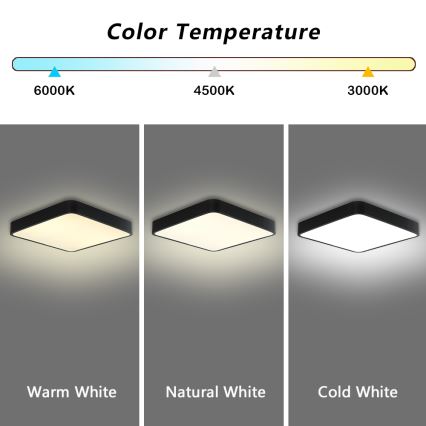 Brilagi - LED Stmívatelné stropní svítidlo POOL SQUARE LED/48W/230V 3000-6000K 50x50 cm černá + dálkové ovládání