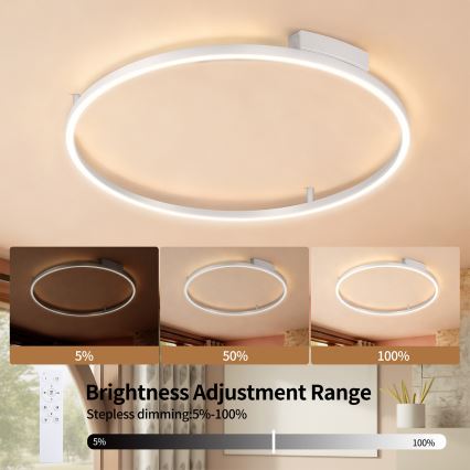 Brilagi - LED Stmívatelné stropní svítidlo PORTOFINO LED/60W/230V 3000-6000K pr. 80 cm stříbrná + dálkové ovládání