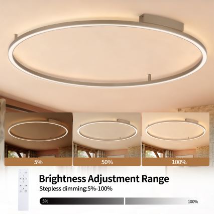 Brilagi - LED Stmívatelné stropní svítidlo PORTOFINO LED/85W/230V 3000-6000K pr. 120 cm béžová + dálkové ovládání