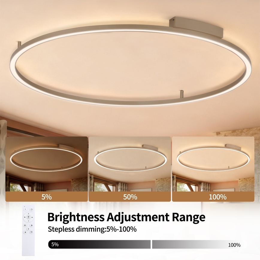 Brilagi - LED Stmívatelné stropní svítidlo PORTOFINO LED/85W/230V 3000-6000K pr. 120 cm béžová + dálkové ovládání