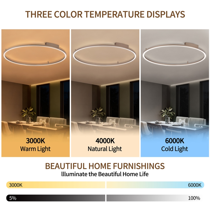 Brilagi - LED Stmívatelné stropní svítidlo PORTOFINO LED/85W/230V 3000-6000K pr. 120 cm béžová + dálkové ovládání