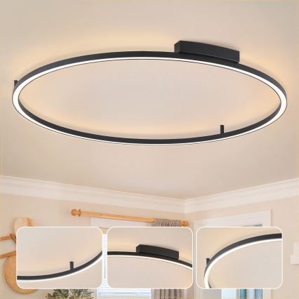 Brilagi - LED Stmívatelné stropní svítidlo PORTOFINO LED/85W/230V 3000-6000K pr. 120 cm černá + dálkové ovládání