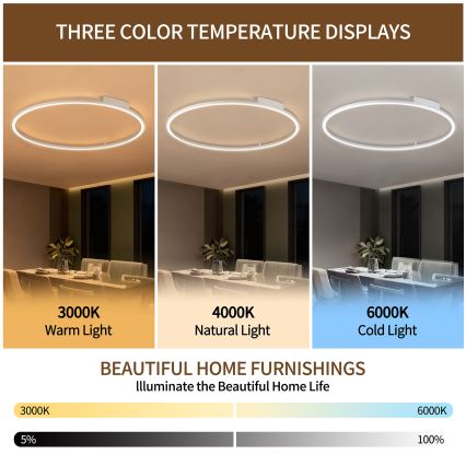 Brilagi - LED Stmívatelné stropní svítidlo PORTOFINO LED/85W/230V 3000-6000K pr. 120 cm stříbrná + dálkové ovládání