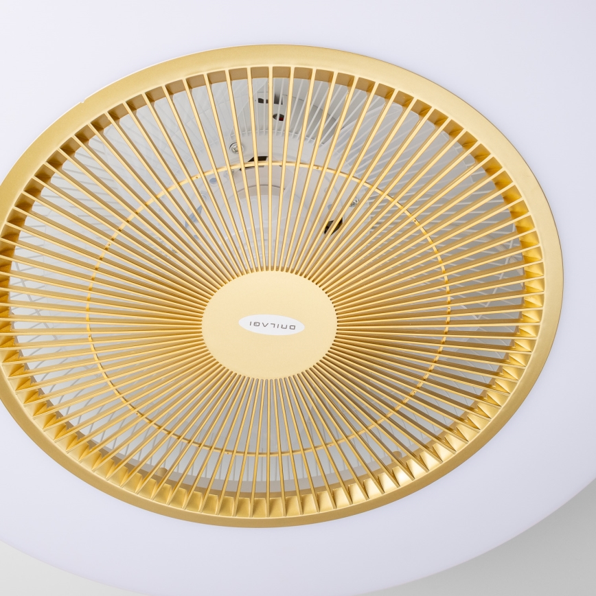 Brilagi - LED Stmívatelné svítidlo s ventilátorem AURA LED/38W/230V 3000-6000K zlatá + dálkové ovládání