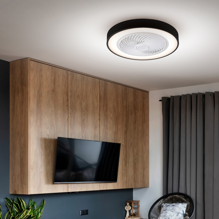 Brilagi - LED Stmívatelné stropní svítidlo s ventilátorem LED/30W/230V 3000-6500K černá + dálkové ovládání