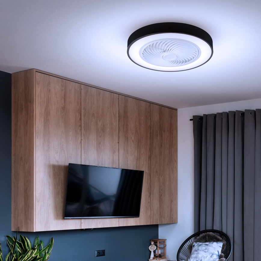 Brilagi - LED Stmívatelné stropní svítidlo s ventilátorem LED/30W/230V 3000-6500K černá + dálkové ovládání