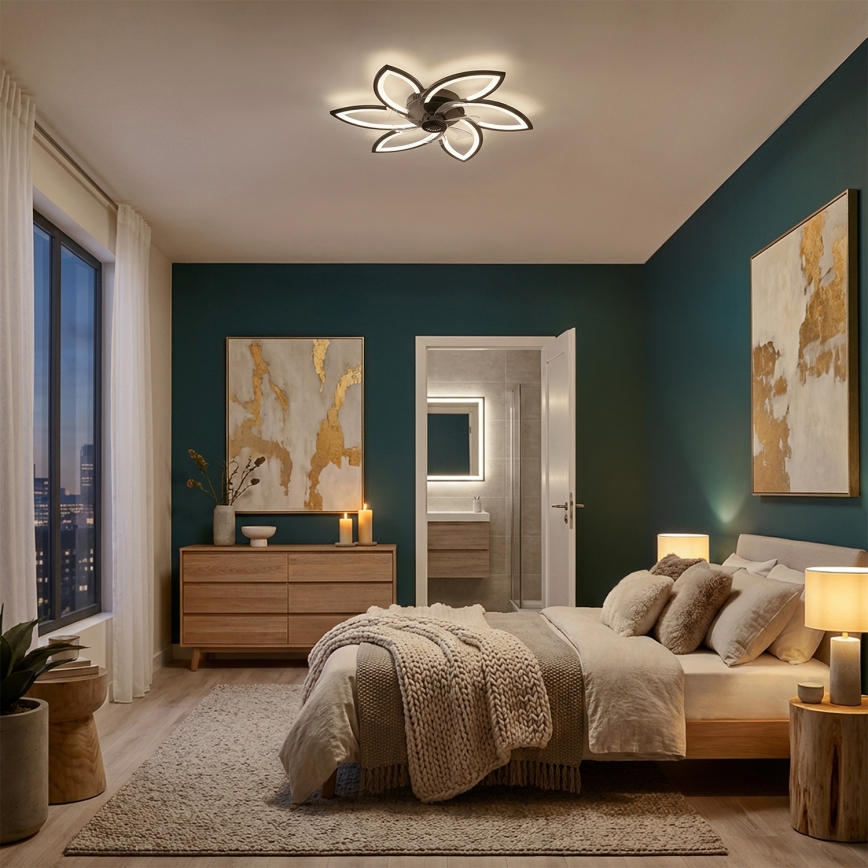 Brilagi - LED Stmívatelné stropní svítidlo s ventilátorem LED/50W/230V 3000-6500K černá + dálkové ovládání