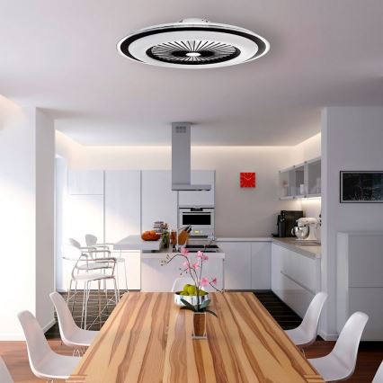 Brilagi - LED Stmívatelné stropní svítidlo s ventilátorem RONDA LED/65W/230V 3000-6500K černá + dálkové ovládání