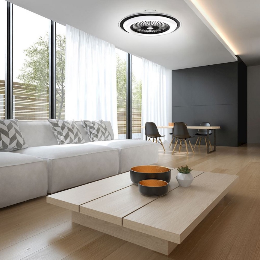 Brilagi - LED Stmívatelné stropní svítidlo s ventilátorem RONDA LED/65W/230V 3000-6500K černá + dálkové ovládání