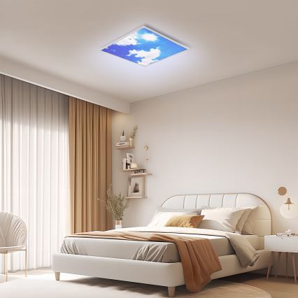 Brilagi - LED Stmívatelné stropní svítidlo SLIMFRAME LED/58W/230V 60x60 cm 3000-6000K stříbrná/modrá + dálkové ovládání