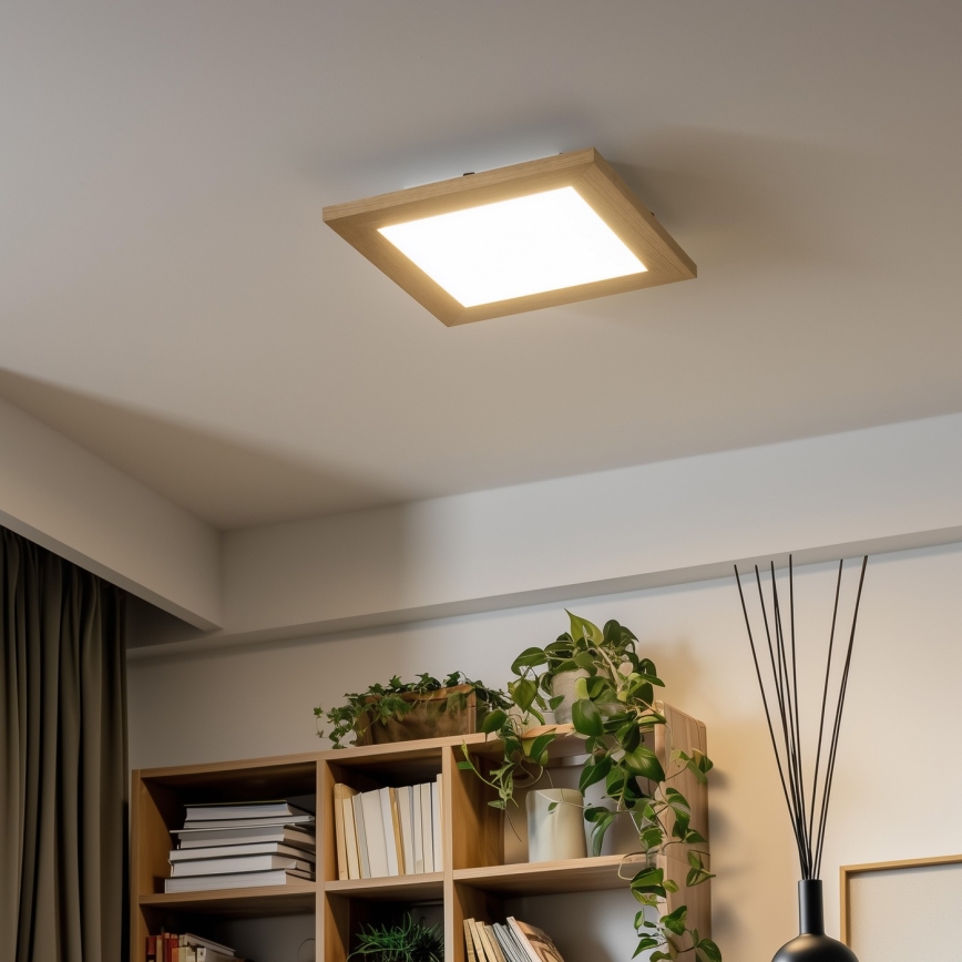 Brilagi - LED Stmívatelné stropní svítidlo SLIMFRAME WOOD LED/25W/230V 34x34 cm 3000-6000K hnědá + dálkové ovládání