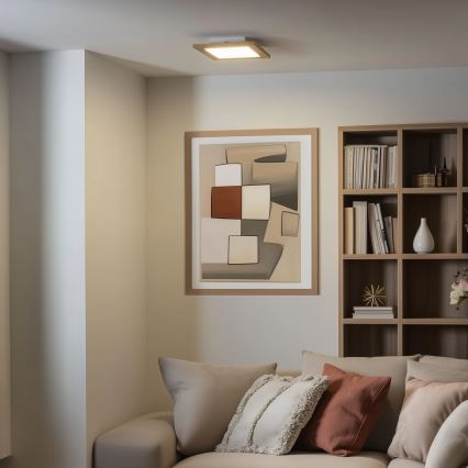 Brilagi - LED Stmívatelné stropní svítidlo SLIMFRAME WOOD LED/25W/230V 34x34 cm 3000-6000K hnědá + dálkové ovládání