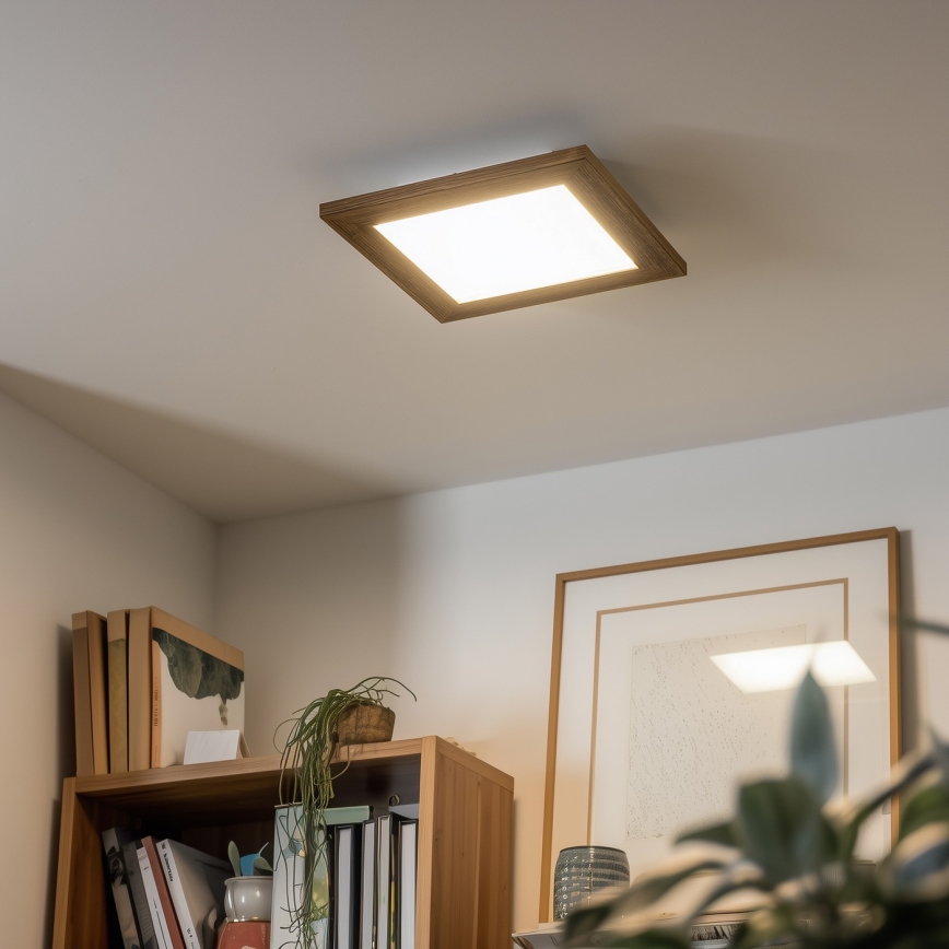 Brilagi - LED Stmívatelné stropní svítidlo SLIMFRAME WOOD LED/25W/230V 34x34 cm 3000-6000K hnědá + dálkové ovládání
