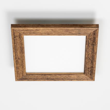 Brilagi - LED Stmívatelné stropní svítidlo SLIMFRAME WOOD LED/25W/230V 34x34 cm 3000-6000K hnědá + dálkové ovládání