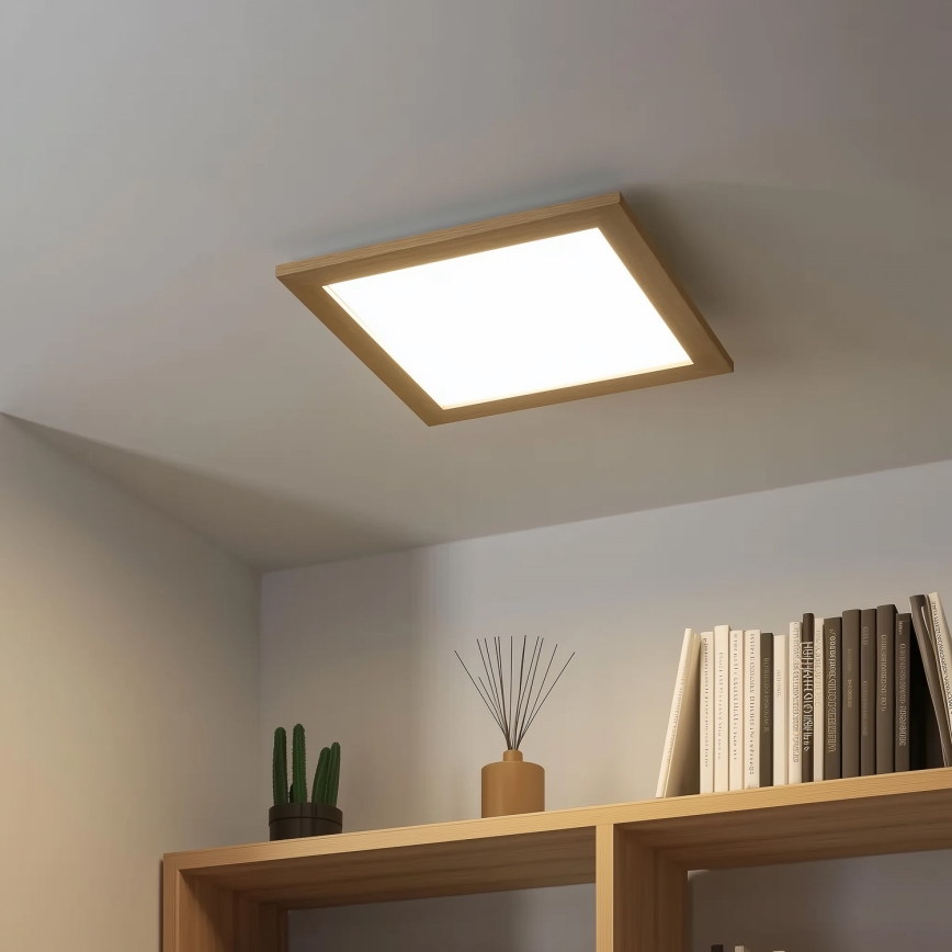 Brilagi - LED Stmívatelné stropní svítidlo SLIMFRAME WOOD LED/36W/230V 49,5x49,5 cm 3000-6000K hnědá + dálkové ovládání