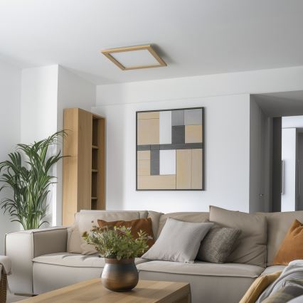 Brilagi - LED Stmívatelné stropní svítidlo SLIMFRAME WOOD LED/36W/230V 49,5x49,5 cm 3000-6000K hnědá + dálkové ovládání