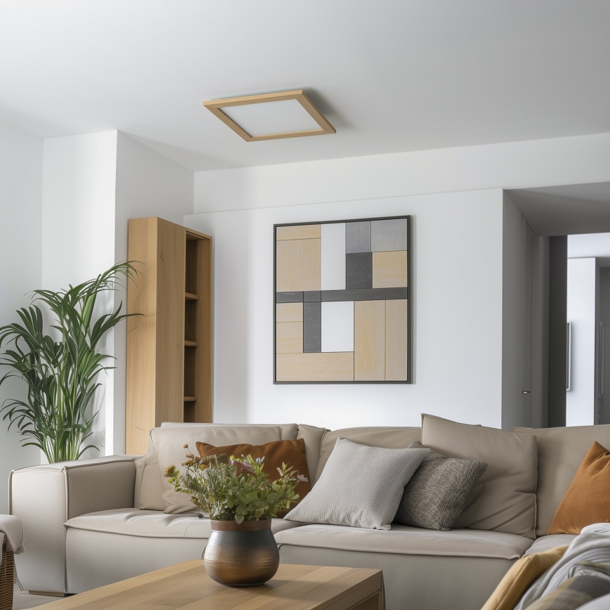 Brilagi - LED Stmívatelné stropní svítidlo SLIMFRAME WOOD LED/36W/230V 49,5x49,5 cm 3000-6000K hnědá + dálkové ovládání