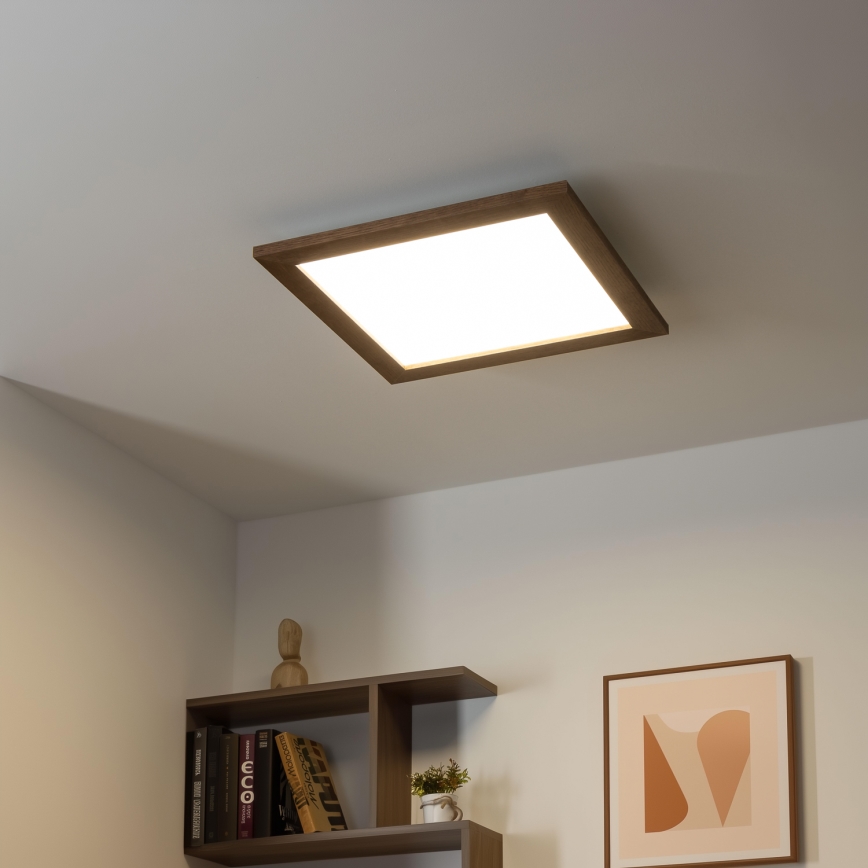 Brilagi - LED Stmívatelné stropní svítidlo SLIMFRAME WOOD LED/36W/230V 49,5x49,5 cm 3000-6000K tmavě hnědá + dálkové ovládání
