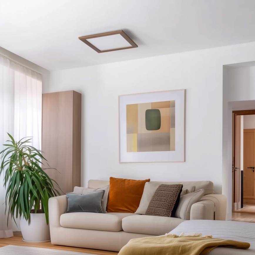 Brilagi - LED Stmívatelné stropní svítidlo SLIMFRAME WOOD LED/36W/230V 49,5x49,5 cm 3000-6000K tmavě hnědá + dálkové ovládání