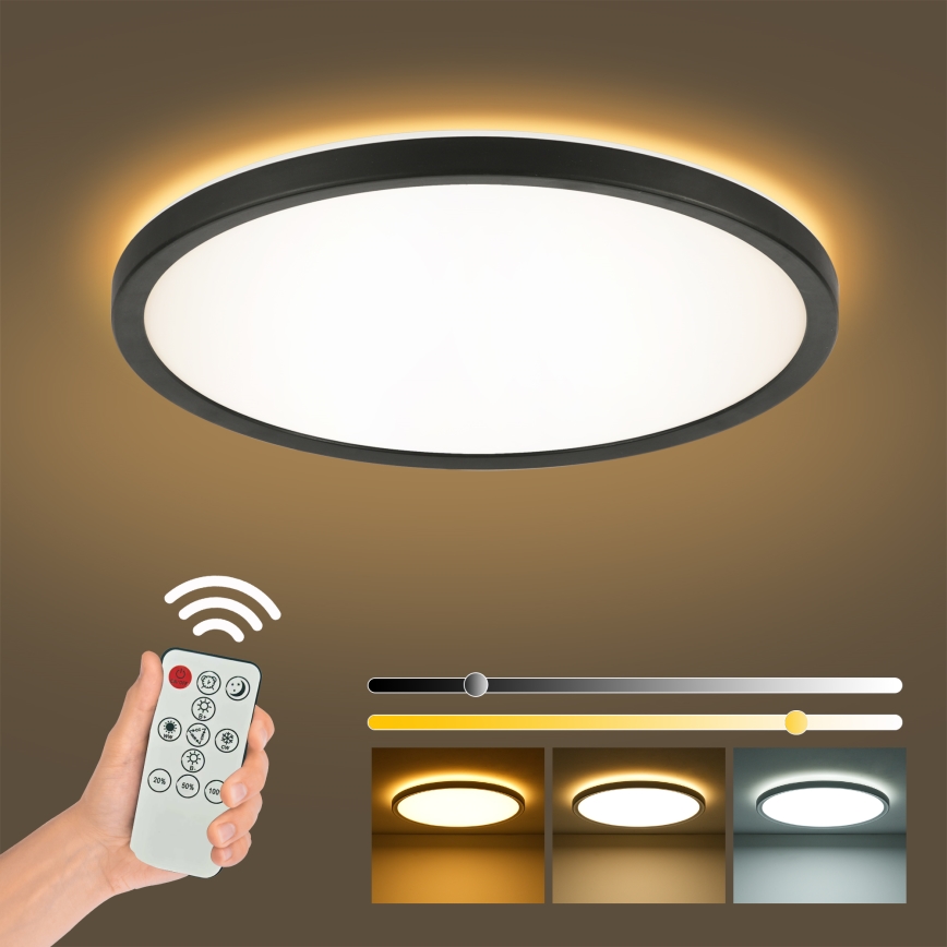 Brilagi - LED Stmívatelné stropní svítidlo ULTRA SLIM LED/18W/230V 2700-6500K pr. 30 cm černá + dálkové ovládání