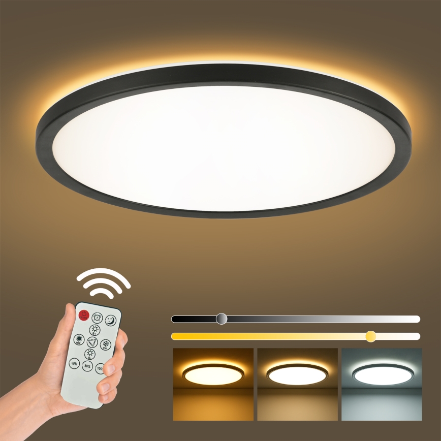 Brilagi - LED Stmívatelné stropní svítidlo ULTRA SLIM LED/24W/230V 2700-6500K pr. 42 cm černá + dálkové ovládání