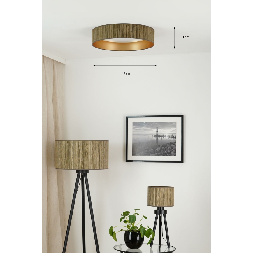 Brilagi - LED Stmívatelné stropní svítidlo VEGAS SHINE LED/24W/230V 3000/4000/6500K sláma hnědá/zlatá + dálkové ovládání