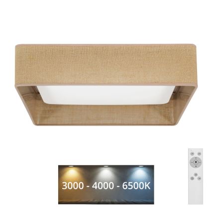 Brilagi - LED Stmívatelné stropní svítidlo VELVET SQUARE LED/24W/230V 3000/4000/6500K + dálkové ovládání hnědá