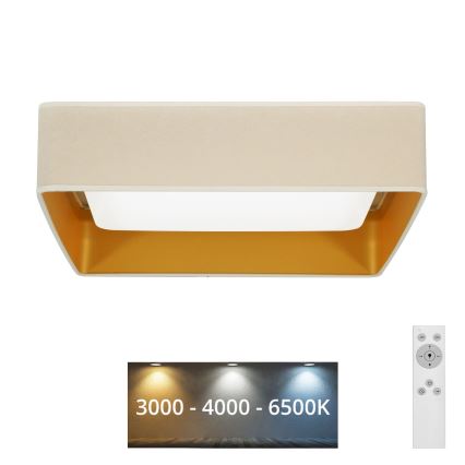 Brilagi - LED Stmívatelné stropní svítidlo VELVET SQUARE LED/24W/230V 3000/4000/6500K + dálkové ovládání krémová