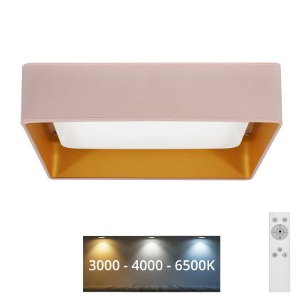 Brilagi - LED Stmívatelné stropní svítidlo VELVET SQUARE LED/24W/230V 3000/4000/6500K + dálkové ovládání růžová