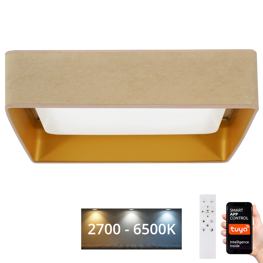 Brilagi - LED Stmívatelné stropní svítidlo VELVET SQUARE SMART LED/36W/230V 2700-6500K Wi-Fi Tuya + dálkové ovládání béžová
