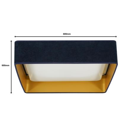 Brilagi - LED Stmívatelné stropní svítidlo VELVET SQUARE SMART LED/36W/230V 2700-6500K Wi-Fi Tuya + dálkové ovládání tmavě modrá