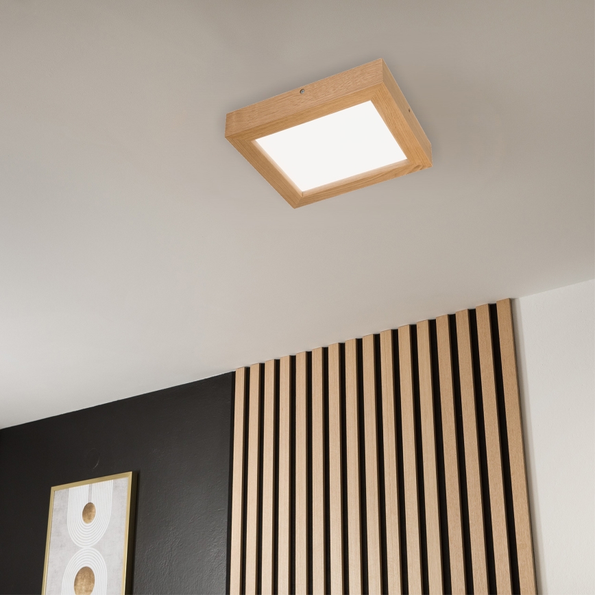 Brilagi - LED Stmívatelné koupelnové stropní svítidlo WOODY FRAME LED/24W/230V dub 30x30 cm 3000-6000K IP44 + dálkové ovládání