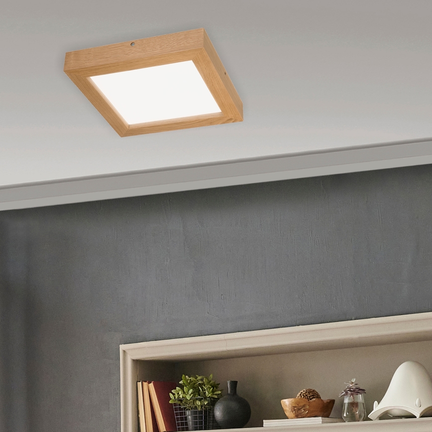 Brilagi - LED Stmívatelné koupelnové stropní svítidlo WOODY FRAME LED/24W/230V dub 30x30 cm 3000-6000K IP44 + dálkové ovládání