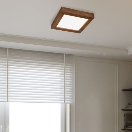 Brilagi - LED Stmívatelné koupelnové stropní svítidlo WOODY FRAME LED/24W/230V dub třešeň 30x30 cm 3000-6000K IP44 + dálkové ovládání