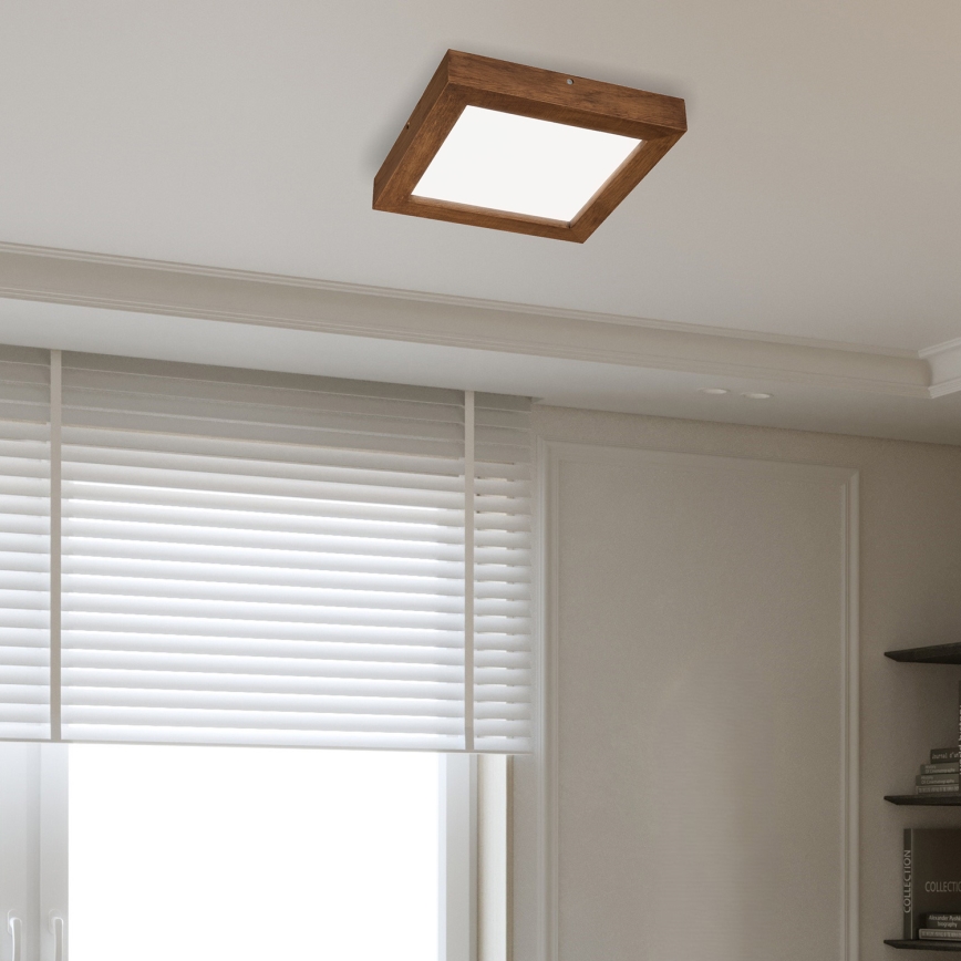 Brilagi - LED Stmívatelné koupelnové stropní svítidlo WOODY FRAME LED/24W/230V dub třešeň 30x30 cm 3000-6000K IP44 + dálkové ovládání