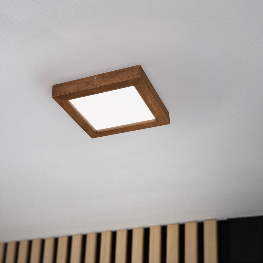 Brilagi - LED Stmívatelné koupelnové stropní svítidlo WOODY FRAME LED/24W/230V dub třešeň 30x30 cm 3000-6000K IP44 + dálkové ovládání