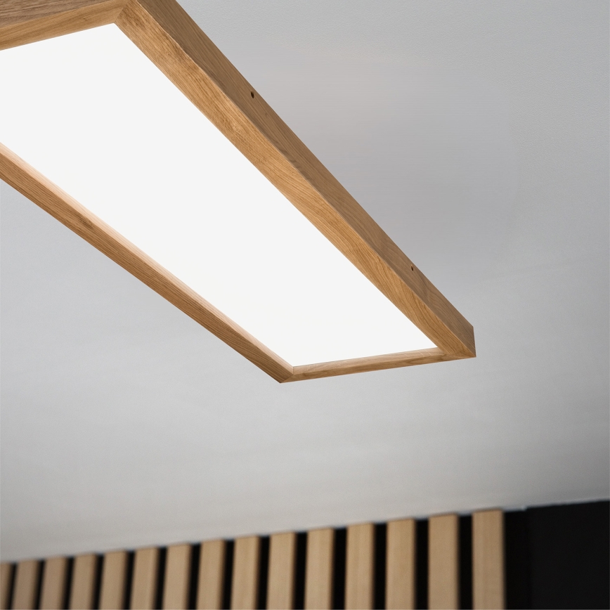 Brilagi - LED Stmívatelné koupelnové stropní svítidlo WOODY FRAME LED/50W/230V dub 120x30 cm 3000-6000K IP44 + dálkové ovládání