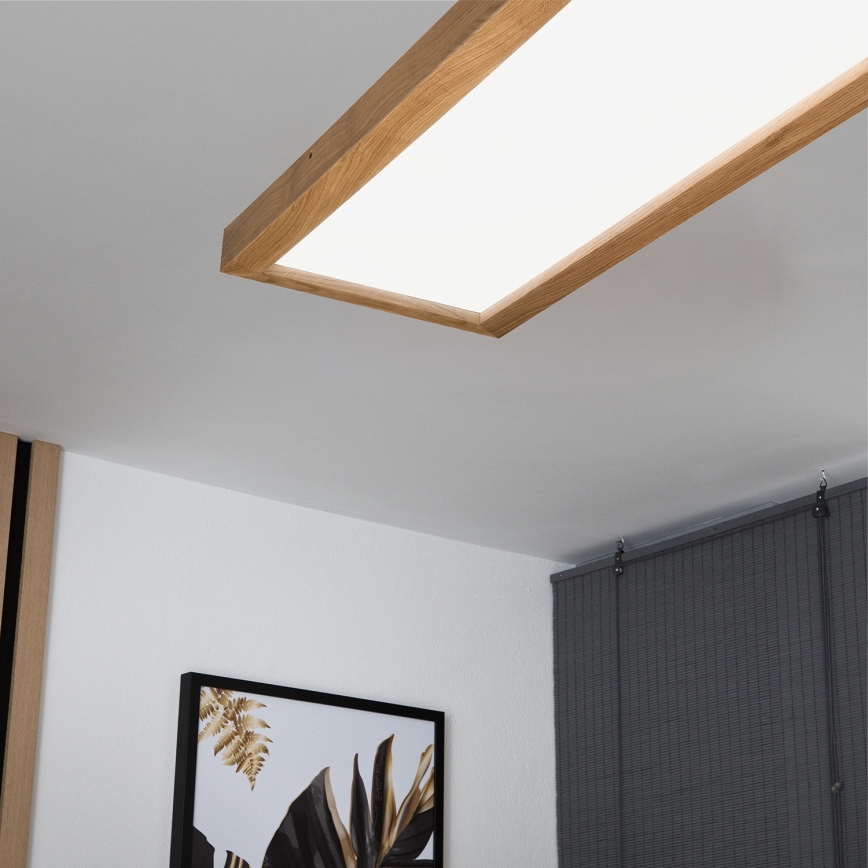 Brilagi - LED Stmívatelné koupelnové stropní svítidlo WOODY FRAME LED/50W/230V dub 120x30 cm 3000-6000K IP44 + dálkové ovládání