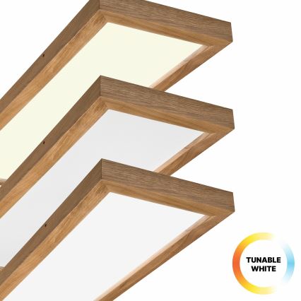 Brilagi - LED Stmívatelné koupelnové stropní svítidlo WOODY FRAME LED/50W/230V dub 120x30 cm 3000-6000K IP44 + dálkové ovládání