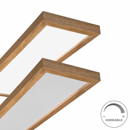 Brilagi - LED Stmívatelné koupelnové stropní svítidlo WOODY FRAME LED/50W/230V dub 120x30 cm 3000-6000K IP44 + dálkové ovládání
