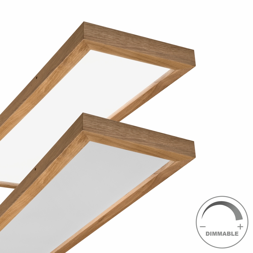 Brilagi - LED Stmívatelné koupelnové stropní svítidlo WOODY FRAME LED/50W/230V dub 120x30 cm 3000-6000K IP44 + dálkové ovládání