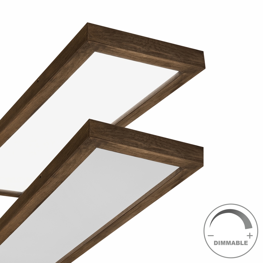 Brilagi - LED Stmívatelné koupelnové stropní svítidlo WOODY FRAME LED/50W/230V dub ořech 120x30 cm 3000-6000K IP44 + dálkové ovládání