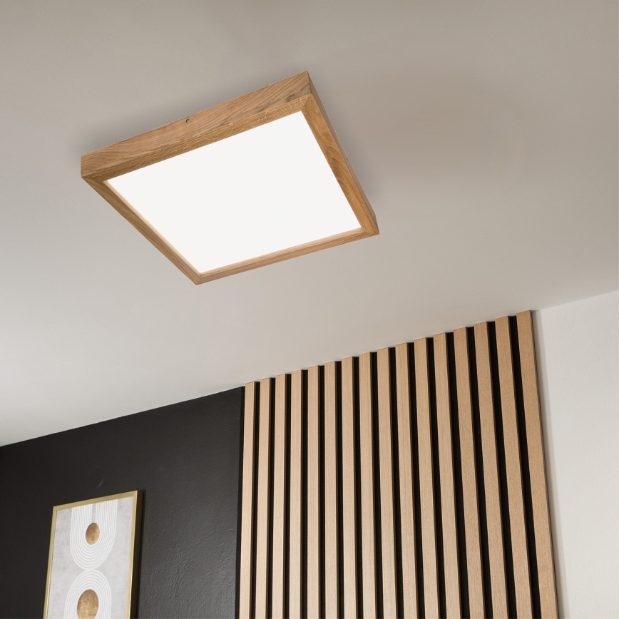 Brilagi - LED Stmívatelné koupelnové stropní svítidlo WOODY FRAME LED/50W/230V dub 60x60 cm 3000-6000K IP44 + dálkové ovládání