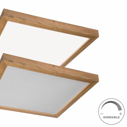 Brilagi - LED Stmívatelné koupelnové stropní svítidlo WOODY FRAME LED/50W/230V dub 60x60 cm 3000-6000K IP44 + dálkové ovládání