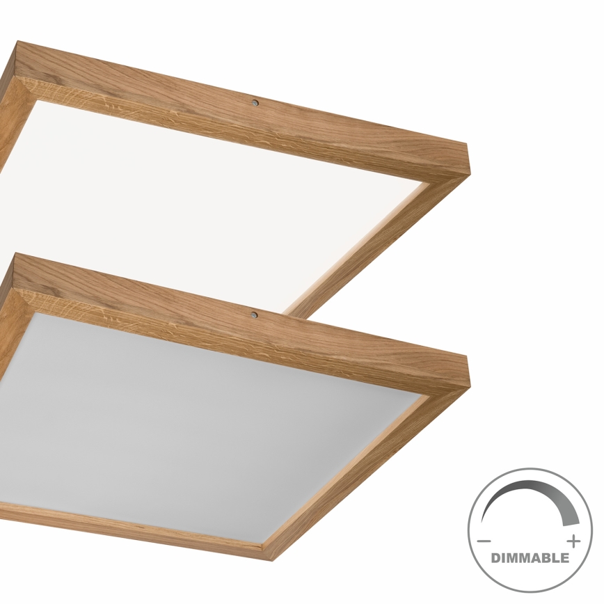 Brilagi - LED Stmívatelné koupelnové stropní svítidlo WOODY FRAME LED/50W/230V dub 60x60 cm 3000-6000K IP44 + dálkové ovládání