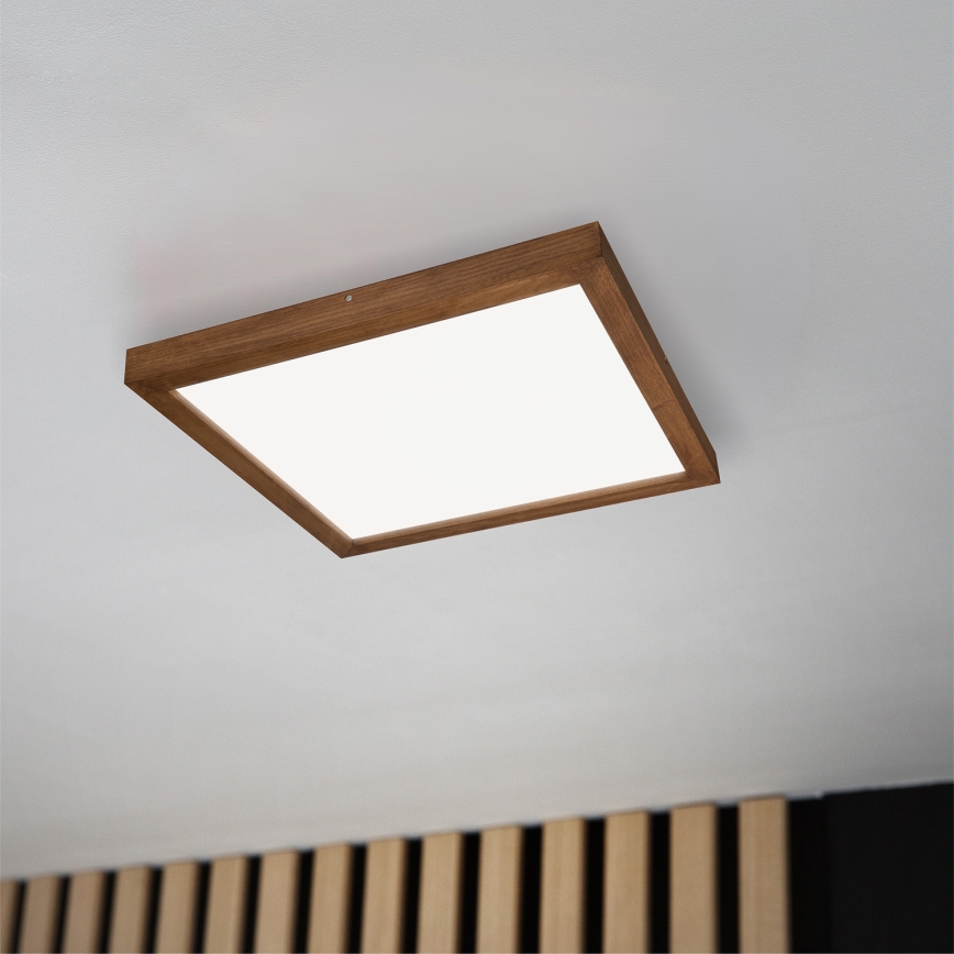 Brilagi - LED Stmívatelné koupelnové stropní svítidlo WOODY FRAME LED/50W/230V dub třešeň 60x60 cm 3000-6000K IP44 + dálkové ovládání