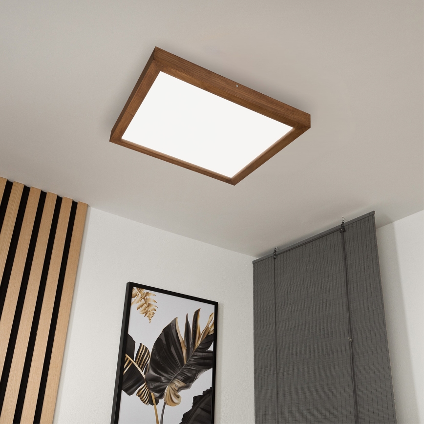 Brilagi - LED Stmívatelné koupelnové stropní svítidlo WOODY FRAME LED/50W/230V dub třešeň 60x60 cm 3000-6000K IP44 + dálkové ovládání