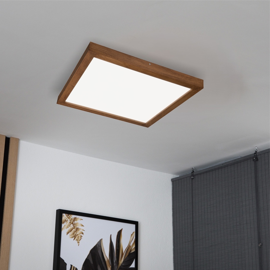 Brilagi - LED Stmívatelné koupelnové stropní svítidlo WOODY FRAME LED/50W/230V dub třešeň 60x60 cm 3000-6000K IP44 + dálkové ovládání