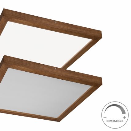 Brilagi - LED Stmívatelné koupelnové stropní svítidlo WOODY FRAME LED/50W/230V dub třešeň 60x60 cm 3000-6000K IP44 + dálkové ovládání