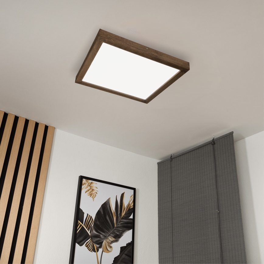 Brilagi - LED Stmívatelné koupelnové stropní svítidlo WOODY FRAME LED/50W/230V dub ořech 60x60 cm 3000-6000K IP44 + dálkové ovládání